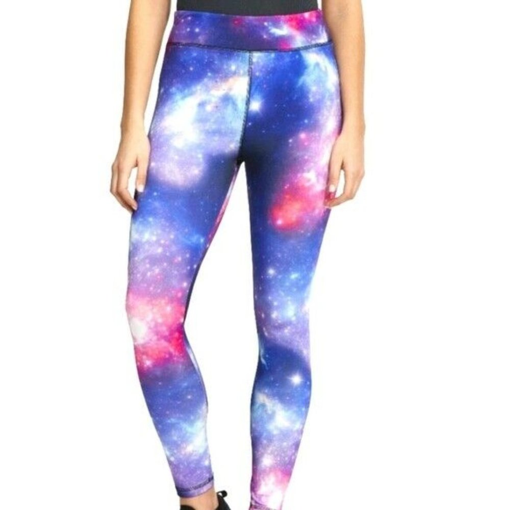 Zone Pro Womens Galaxy Hi Rise Leggings Size XL Purple Pink Cosmic Activewear